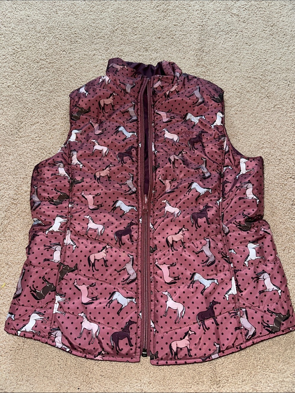 Ariat horse print puffer vest
